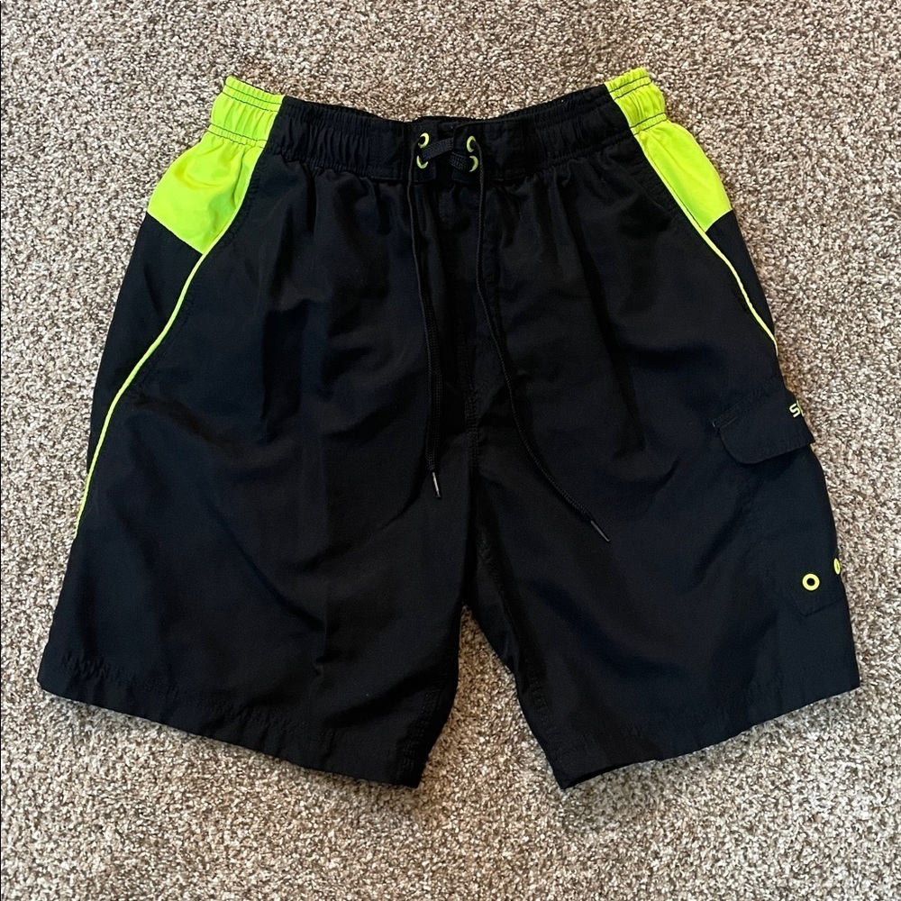 Speedo Black and Neon Green Swimwear